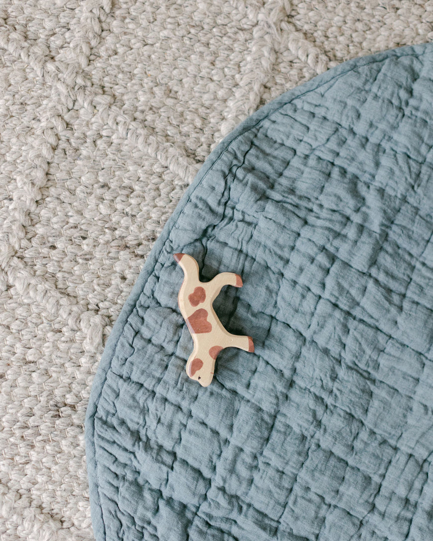 Hand-woven Stone Washed Linen Quilted Play Mat
