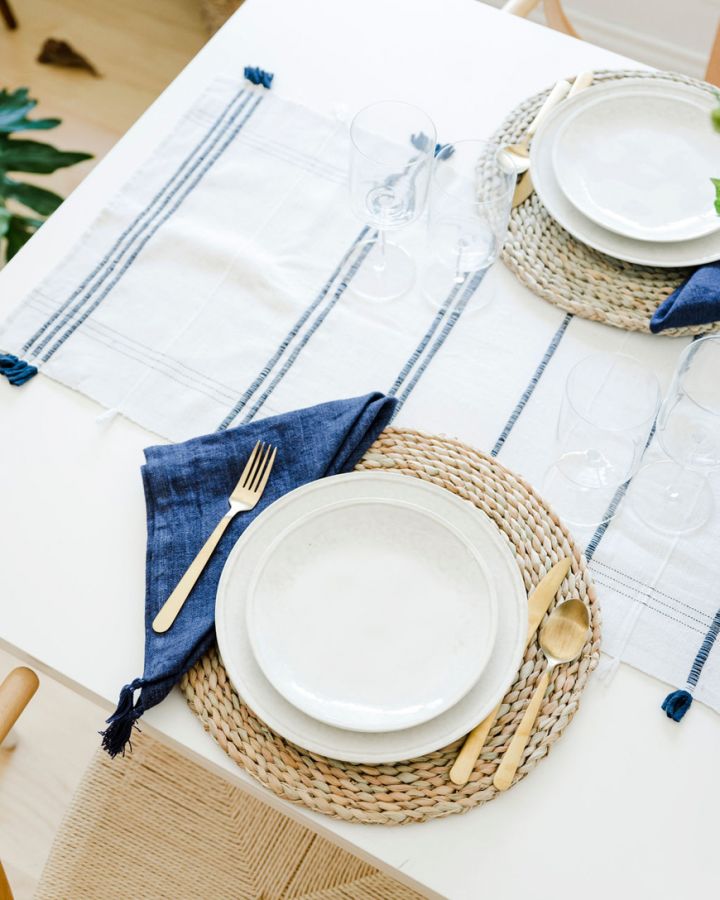 Hand-Woven Ribbons Cotton Table Runner