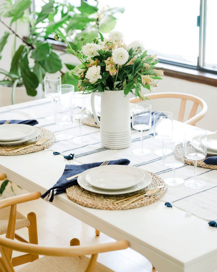 Hand-Woven Ribbons Cotton Table Runner
